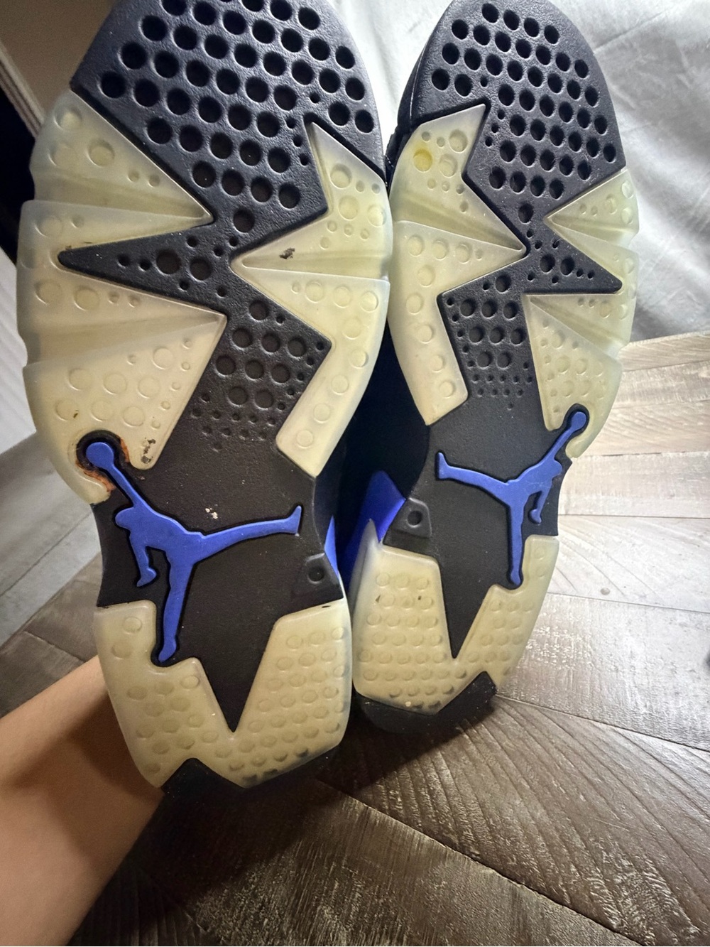 Jordan Black and Royal Blue High-Top Basketball Sneakers - Picture 8 of 9